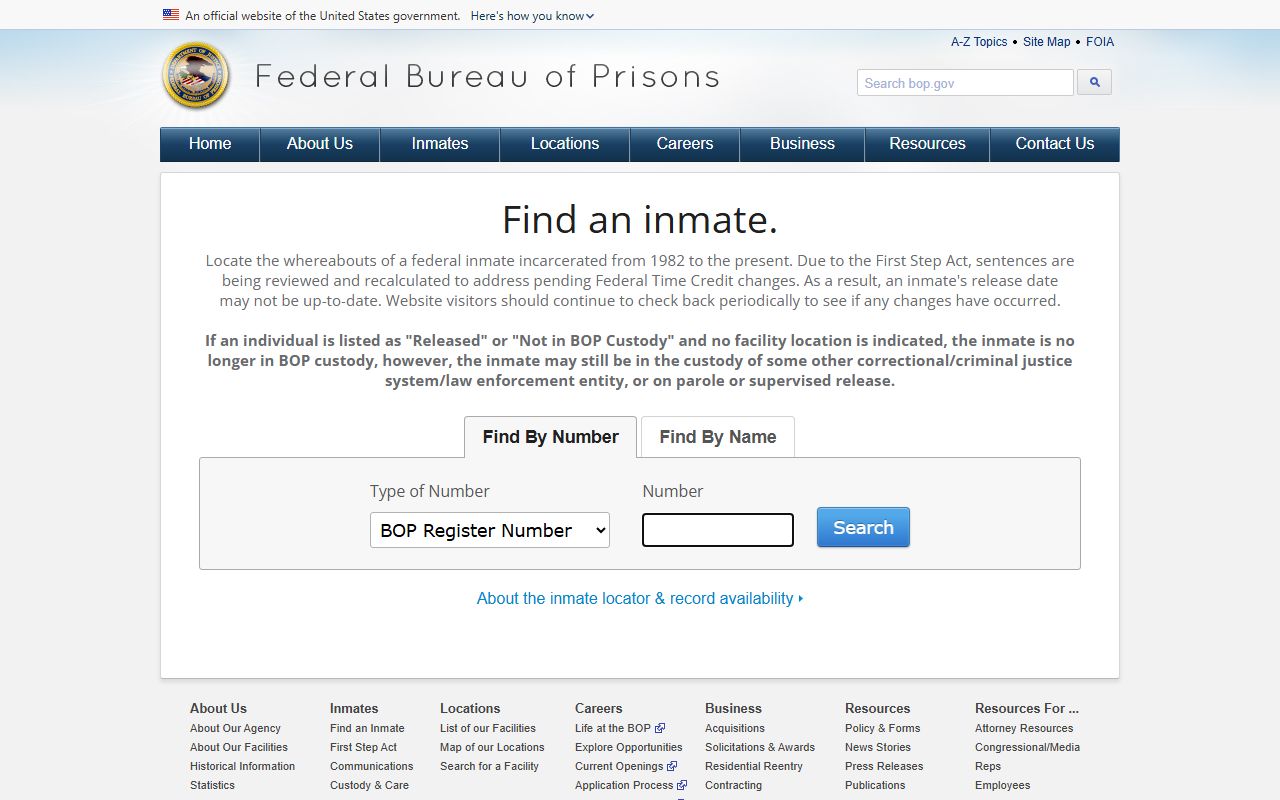Grant County jail mugshots federal BOP inmate locator difference